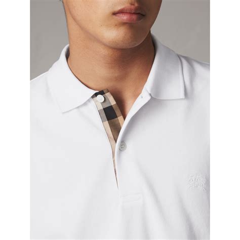 burberry long-sleeve check placket cotton piqué polo shirt|mr porter checked cotton shirt.